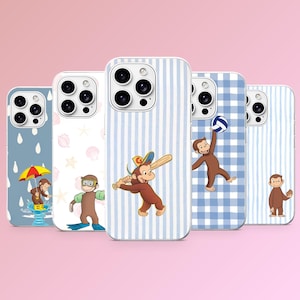 Curious Monkey Phone Case George Cartoon Cover for iPhone 17Pro, 16, 15, 14, 13, 12, Samsung S26, S25, S24, S23Fe, A16, A56, Pixel 10, 9Pro