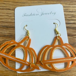 Pumpkin earrings with gold stems