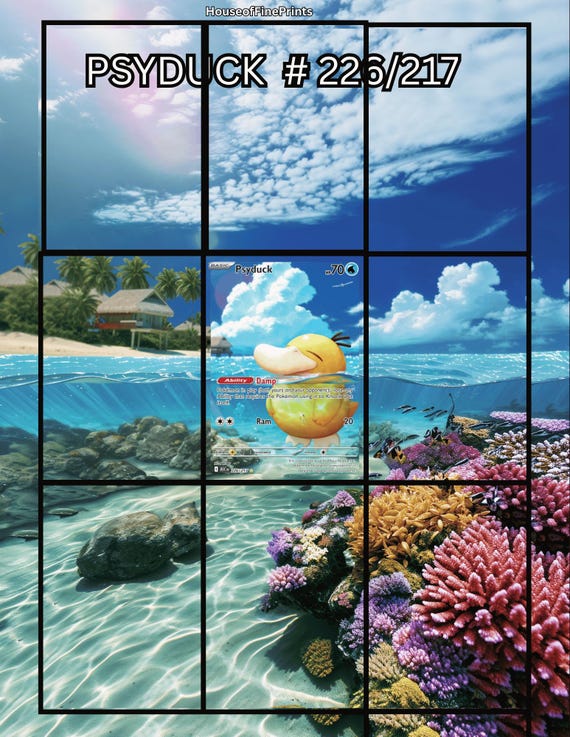 Psyduck 226/217 TCG Extended Art Binder Display | Printable Binder PDF | Digital Download