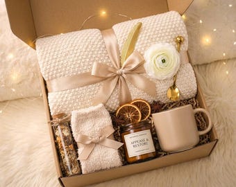 Blanket for cuddling, I love you box, let's have coffee together, gift of love, women's day gift, we're sorry box, get well soon gift set