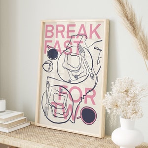 Hand drawn Poster, Breakfast, Coffee Lover, Aesthetic Wall Art, Printable Wall Art Print, Printable Art, Printable Poster, Sister Gift, BFF