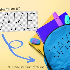 Aangepaste SVG hemelse naam tag, ster thema, peuter ambacht, terug naar school, gepersonaliseerde rugzak, cricut, lunchbox, transfer, gemakkelijk diy