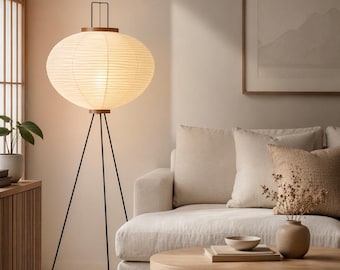 Lámpara de pie de papel de arroz Japandi