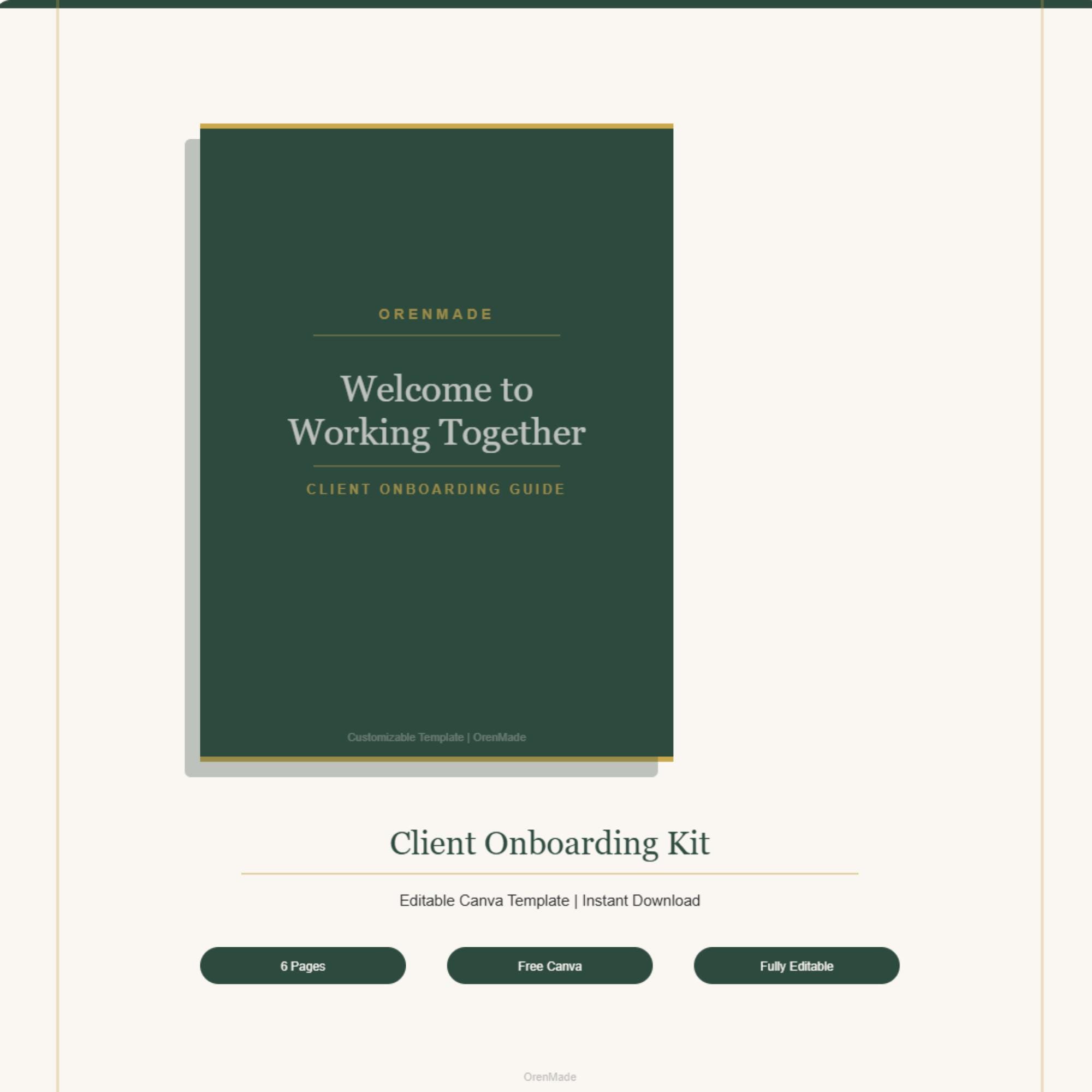 Client Onboarding Kit Canva Template | Freelancer Welcome Packet ...