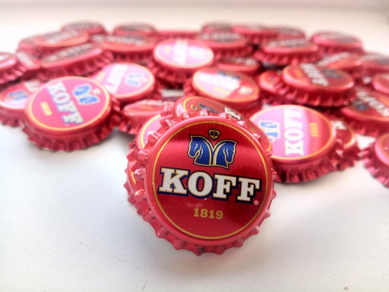 25 unused beer bottle crown caps for creativity and crafts red