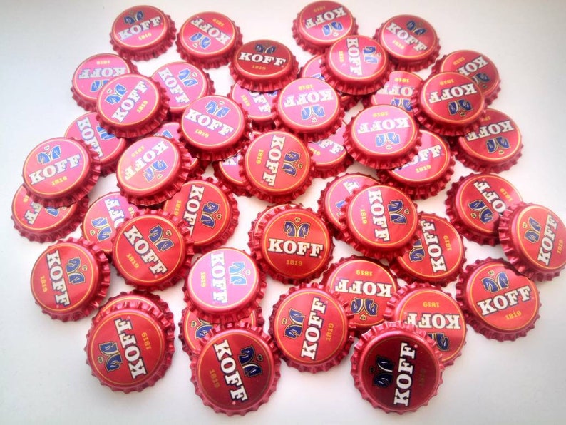 25 unused beer bottle crown caps for creativity and crafts red