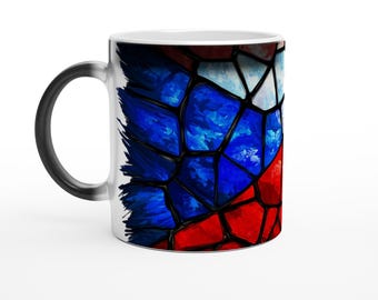 Czech Republic Flag Color Changing Mug, Stained Glass Effect, Czech Heritage Gift for Football Soccer Fan