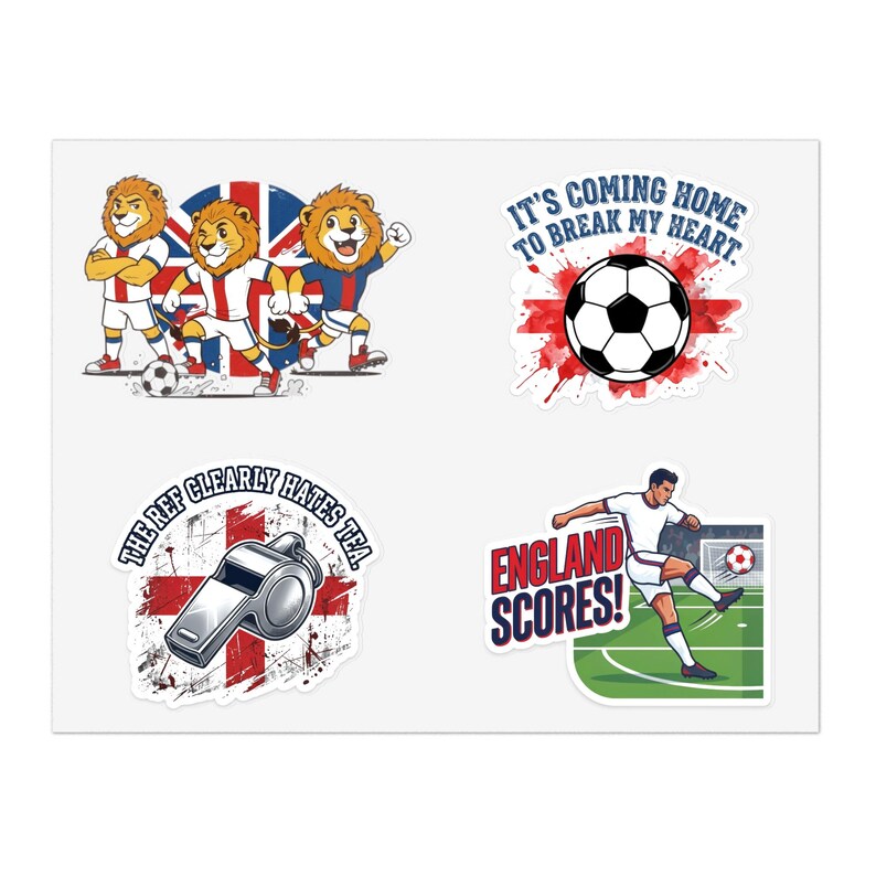 Funny England Football Fan Sticker Pack | Humorous Soccer Decals for ...