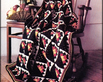 No.1181 King's Crown Afghan Crochet Pattern PDF - Granny Squares Motif Patchwork Blanket - Vintage 1970's Retro Bedspread Throw