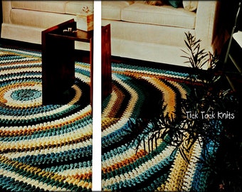 No.1041 Shaker Design Rug Crochet Pattern PDF - Vintage 1970's Retro Kitchen Bedroom Living Room Bathroom Floor Throw - Instant Download