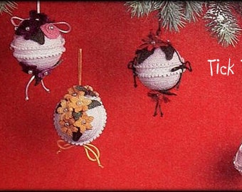 No.884 Kerstornament haakpatroon PDF - Victoriaanse bloemen gehaakte boomornamenten - vakantiehuis versieren - jaren 1970 Vintage