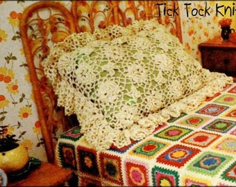 No.941 Irish Crochet Pillow Sham Pattern PDF - 1970's Vintage Retro Crochet Pattern For The Home Bed Pillow Case Bedroom For Women Girls