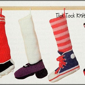 No.862 Four Christmas Stockings Crochet Pattern PDF Vintage - Crochet Novelty Stockings - Retro Holiday Soccer Converse Tennis Shoe