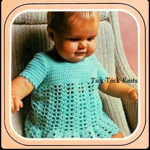No.325 Baby Dress Crochet Pattern PDF Vintage - Lace T-Shirt Dress With Matching Diaper Cover - Sizes 6 to 12 months & 1 year - 1970&#39;s