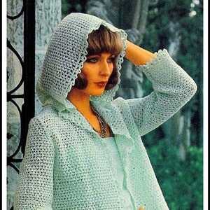 No.313 Crochet Sweater Pattern 1970&#39;s Vintage PDF - Women&#39;s Hooded Jacket Sweater - Retro Crochet Pattern