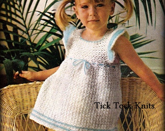 No.496 Baby Toddler Crochet Pattern PDF Vintage - Girl's Ruffle Sleeve Dress - 1970's Child's Dress Pattern Baby Dress Crochet Pattern