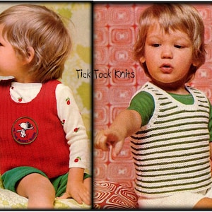 No.737 Baby or Children&#39;s Knitting Pattern PDF Vintage - 2 Vests - Boys or Girls Sweater - Sizes 18/24 months, 2/3, 4/5 years 1970&#39;s Retro