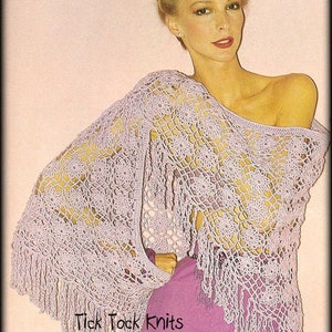 No.730 Crochet Shawl Pattern PDF Vintage - Women&#39;s Daisy Mesh Shawl - Join-As-You-Go Motifs - Lace Wrap Stole 1970&#39;s Retro
