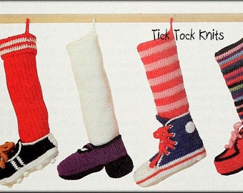 No.862 Four Christmas Stockings Crochet Pattern PDF Vintage - Crochet Novelty Stockings - Retro Holiday Soccer Converse Tennis Shoe