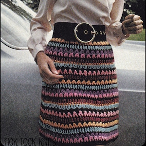 No.144 PDF Vintage Crochet Pattern Women's Skirt Of Many Colors - 1970's Retro Crochet Pattern - Instant Download - Above The Knee