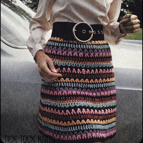 No.144 PDF Vintage Crochet Pattern Women's Skirt Of Many Colors - 1970's Retro Crochet Pattern - Instant Download - Above The Knee