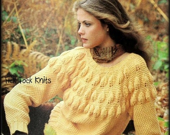 No.813 Women's Sweater Knitting Pattern PDF Vintage - Golden Leaves Sweater Pullover - Retro Boho Knitting Pattern Teenage Girls