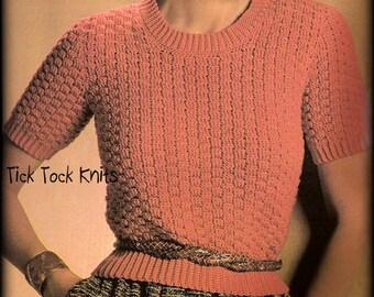 Nr 721 Wzór na sweter szydełkowy dla kobiet Sweter z krótkim rękawem - Pulower - PDF Vintage Retro Crochet