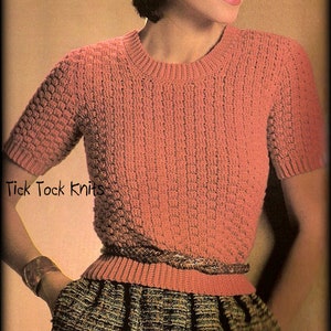 No.721 Sweater Crochet Pattern For Women Short Sleeve Sweater - Pullover - PDF Vintage Retro Crochet