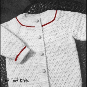 No.651 Patrón de ganchillo para suéter de bebé PDF Vintage - Cardi lindo simple - Para una chaqueta tipo cárdigan de niño o niña - Tallas 3, 12, 24, 36 meses