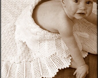 No.906 Crochet Baby Blanket Pattern PDF - Snow Baby Blanket - Girl or Boy Toddler Child - Vintage Pattern Lace Afghan Shawl Retro