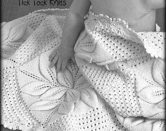 No.938 Baby Blanket Knitting Pattern PDF - Embossed Leaves Blanket - Girl or Boy Toddler Child - Vintage Pattern Lace Afghan Shawl Retro