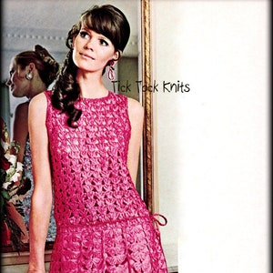 No.642 Dress Crochet Pattern PDF Vintage - Women&#39;s / Teen Girl&#39;s Drop Waist Sleeveless Dress - Summer Sundress 1970&#39;s Retro Boho Crochet
