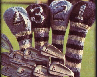 No.632 Knitting Pattern PDF Vintage - Knit Golf Club Covers - 1970's Retro Knitting Pattern