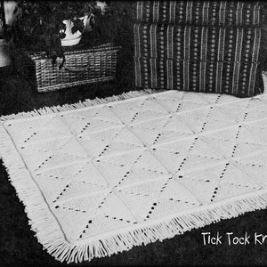 No.934 Reversible Rug Crochet Pattern PDF Vintage 1970's - Retro Kitchen Bedroom Living Room Bathroom Floor Throw Digital Download