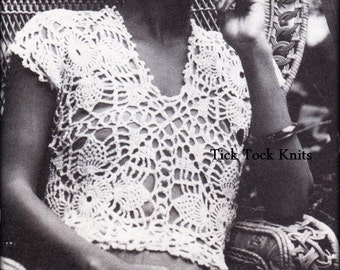 No.531 Crochet Pattern PDF 1970's vintage - For Women Eight-Square Pineapple Top - Motif Modular Summer Sweater Retro Crochet Pattern