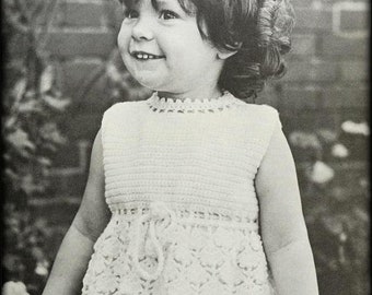 No.774 Girl's Crochet Dress Pattern PDF 1970's Vintage - Drawstring Dress - Baby Toddler Child Children Kids Size 2, 3, 4, 5, 6, 7 Years