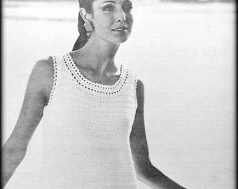 No.777 Crochet Dress Pattern For Women PDF Vintage - Eyelet Shift Dress - Sleeveless Spring Summer 1970's Retro Boho Crochet Pattern