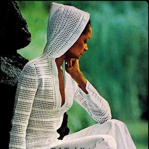No.314 Womens Crochet Pattern 1970's Vintage PDF - Women's Lace Hooded Pullover Sweater - Retro Crochet Pattern