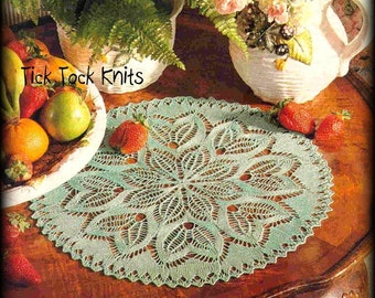 No.735 Doily Knitting Pattern PDF Vintage - Leaf Lace Knit Doily - Placemat Place Mat Doilies - Round Kitchen Table Setting