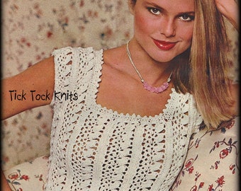 No.749 Two Crochet Patterns For Women PDF - 2 Different Modular Lace Crochet Tops - Pullover Sweater Tank Top 1970's Vintage Retro Boho