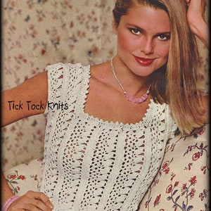 No.749 Two Crochet Patterns For Women PDF - 2 Different Modular Lace Crochet Tops - Pullover Sweater Tank Top 1970's Vintage Retro Boho