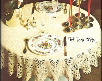 No.827 Knitting Pattern PDF 1970's Vintage - Radiating Flower Knit Tablecloth - Round Lace Table Cloth Kitchen Setting