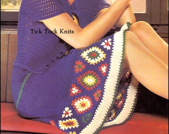 No.403 PDF Vintage Crochet Pattern Women's Flared Skirt & Cardigan Set - 1970's Retro Crochet Pattern - Instant Digital Download