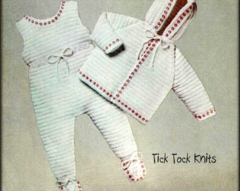 No.911 Winter Snowsuit Crochet Pattern PDF For Baby Girls or Boys - Toddler Child's Sweater Coat - Pants Cardigan Jacket - 1970's Vintage