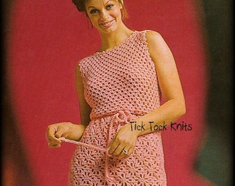No.705 Women's Crochet Dress Pattern PDF Vintage - Mesh & Lace Dress - Beach Bikini Cover-Up - Spring Summer 1970's Retro Boho Pattern