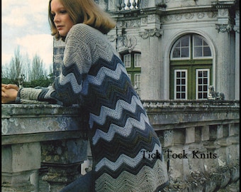 No.316 Crochet Coat Pattern PDF Vintage - Women's Chevron Crochet Coat - Cardigan Sweater - Retro Crochet Pattern 1970's