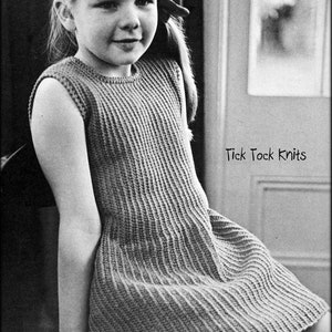 No.1330 Sweet & Simple Dress For Girls Knitting Pattern PDF  - Vintage 1960's Children, Kids, Teenage Sleeveless Summer Dress 6 - 14 Years