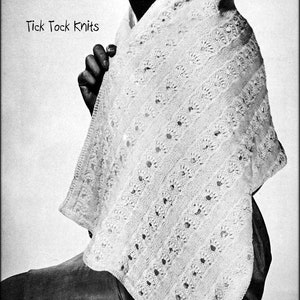 No.1331 Eyelet Lace Stola Strickmuster PDF für Damen - Vintage 1960er Jahre Schal Schal Wrap - Retro Strickmuster - Instant Download