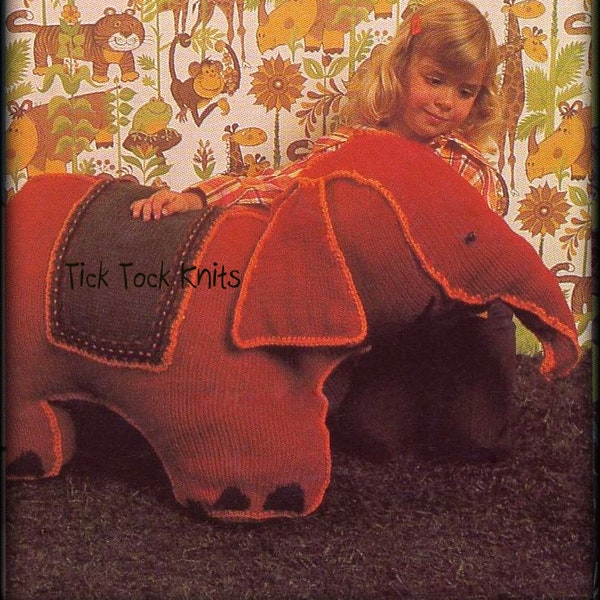 No.631 Large Elephant Toy Knitting Pattern PDF Vintage - Boy Girl Child's Kid's Stuffed Animal Doll Softie - 1970's Retro Knitting Pattern