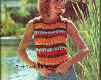 No.439 PDF Crochet Pattern Vintage 1970's - Women's Crochet Tank Top - Summer Sleeveless Top - Retro Crochet Pattern - Instant Download